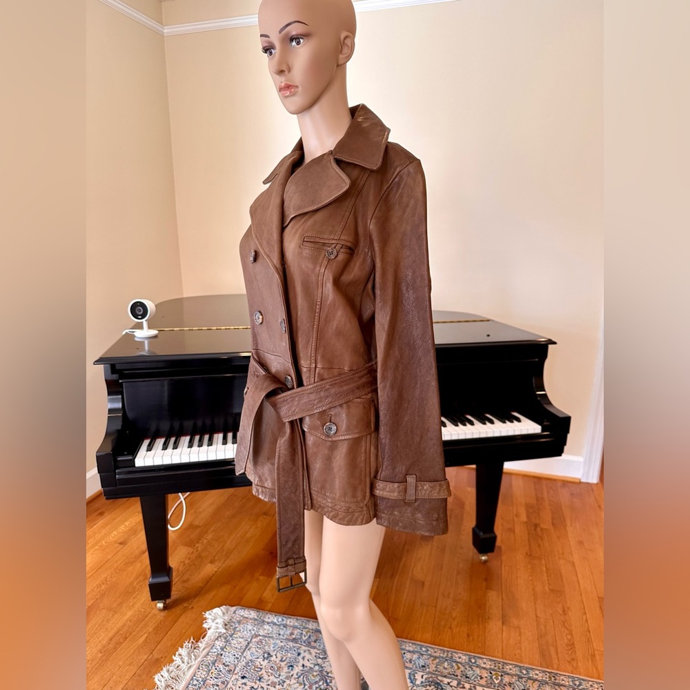 NWT Luxury Minimalist Premium Banana Republic Leather Double Breasted Jacket - Picture 5 of 17